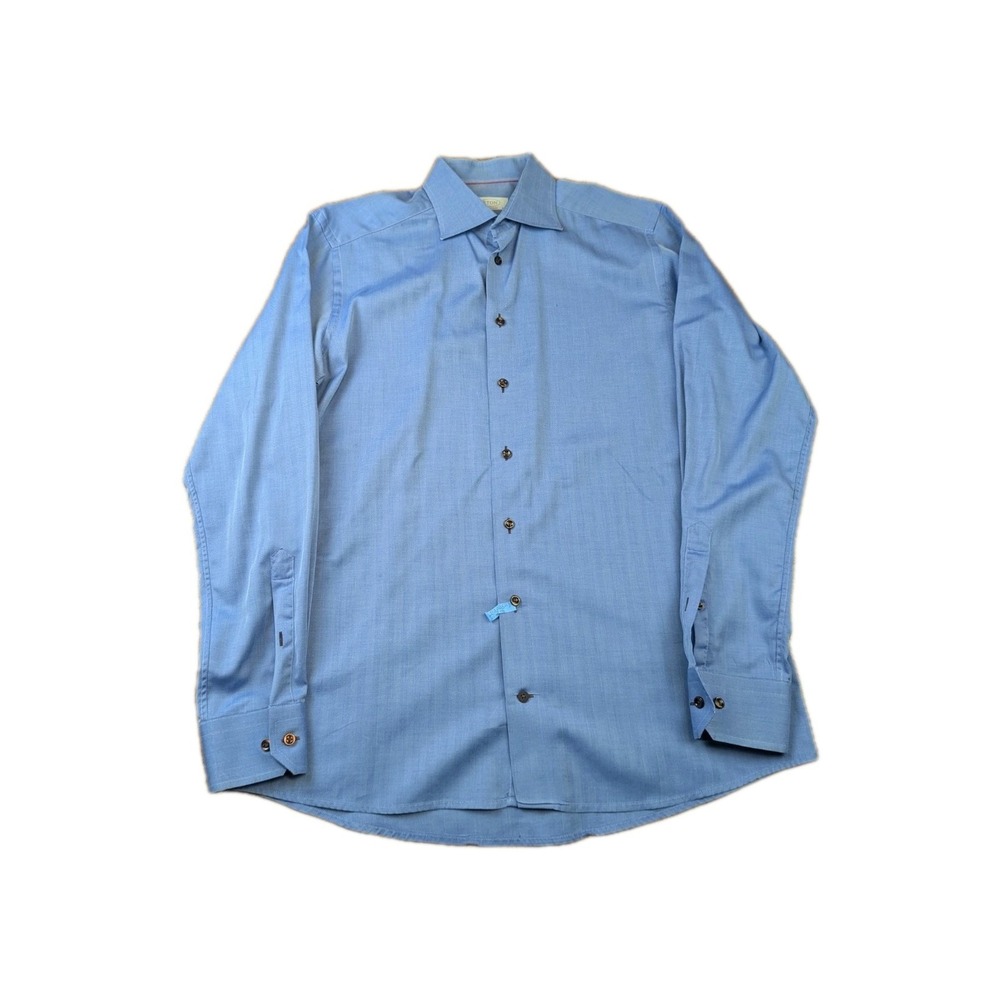 Eton Dress Shirt Mens Size 16.5 42 Large Blue Contemporary Long Sleeve Cotton